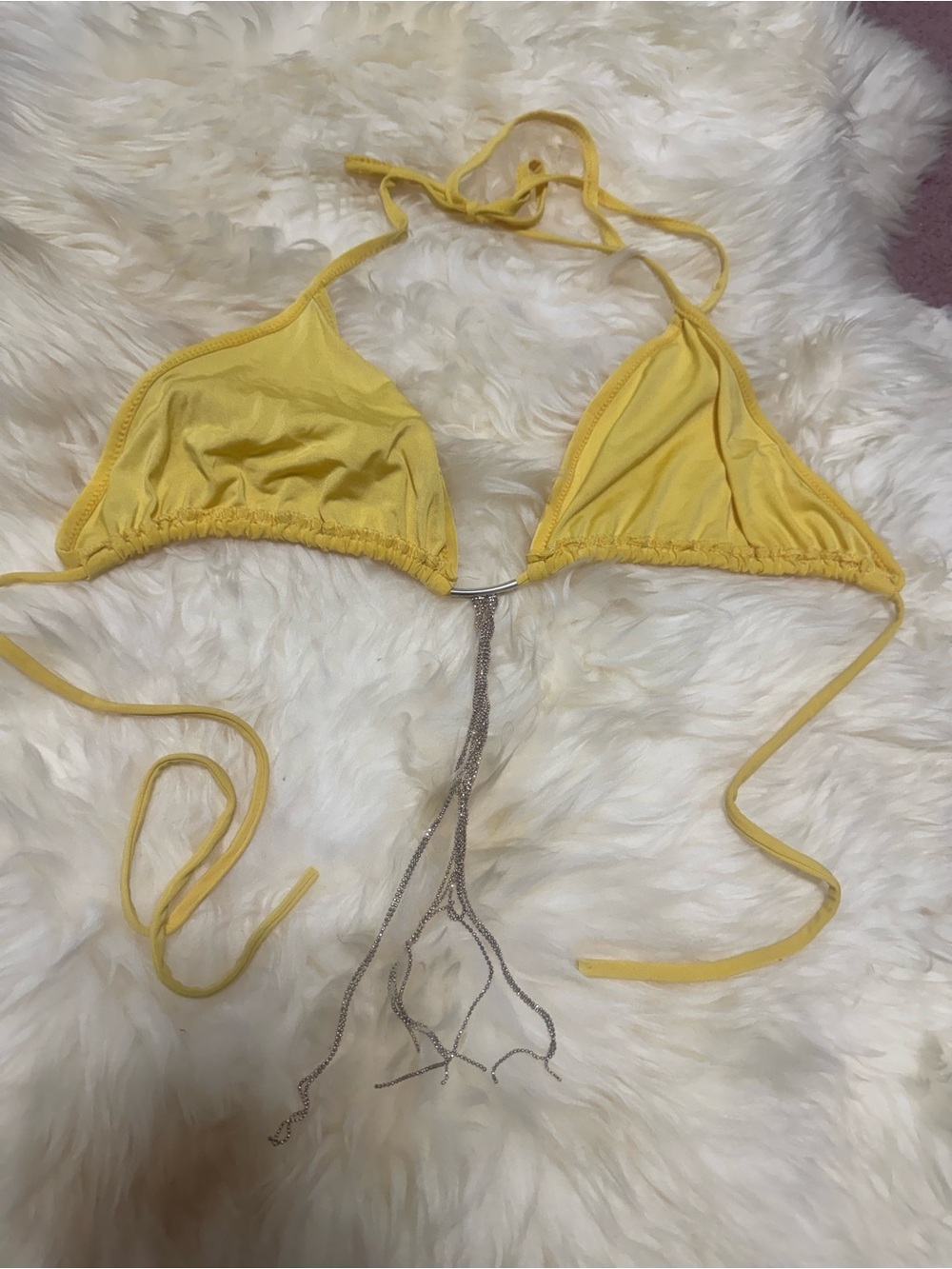 Med yellow bikini top festival rave boho top swimsuit outfit chain